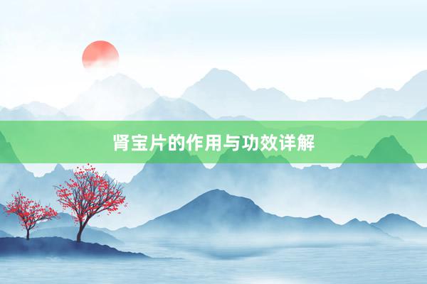 肾宝片的作用与功效详解